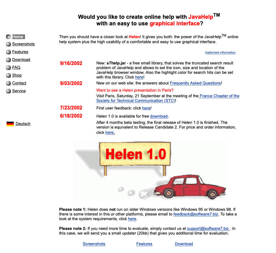 screenshot of the webpage from 2002